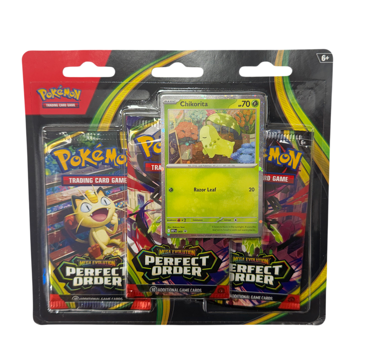 Pokemon Perfect Order 3 Pack Blister with Chikorita Promo Card