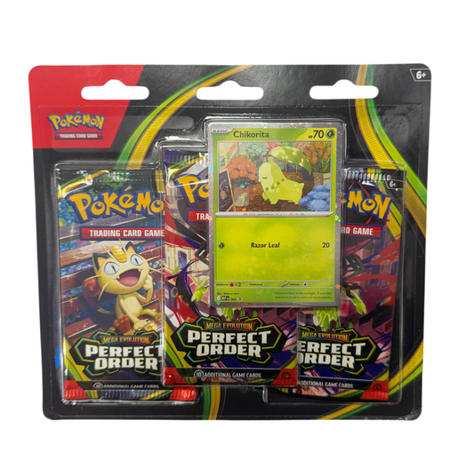 Pokemon Perfect Order 3 Pack Blister with Chikorita Promo Card