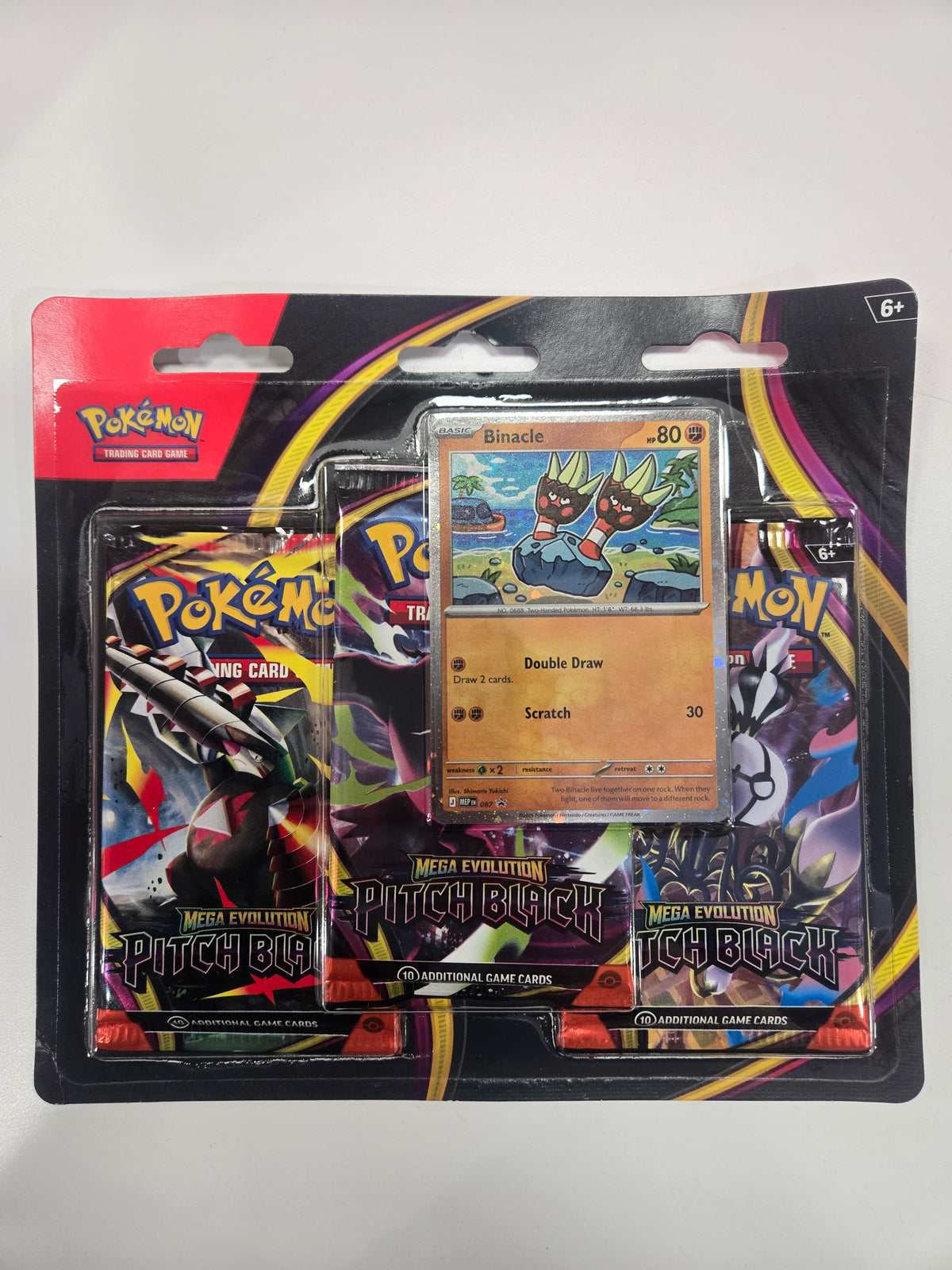 Pokemon Pitch Black 3 Pack Blister with Binacle Promo Card